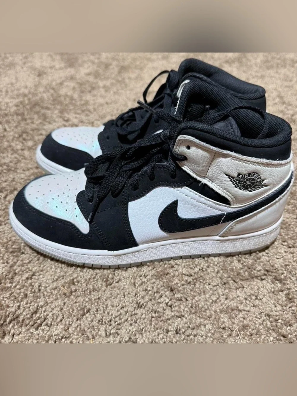 Nike Jordan Black and White High-Top Sneakers 6Y